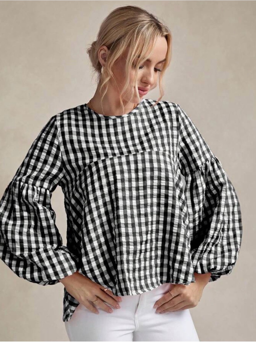 VICI Women’s Gigham Black Long Sleeve Blouse Size Xs